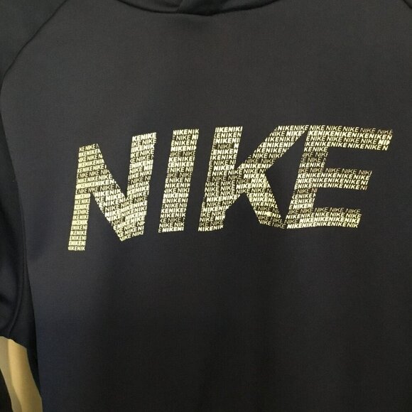 Nike Dri-Fit Men's Pullover Hoodie Pouch Pocket Sweatshirt Size Large Navy Blue - Picture 2 of 10